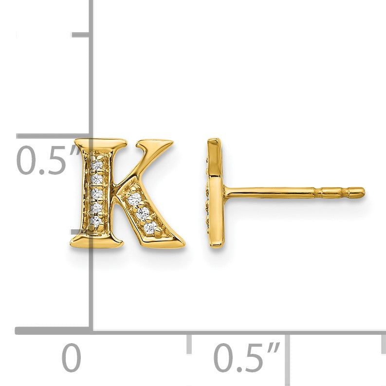14k Diamond Initial K Post Earrings