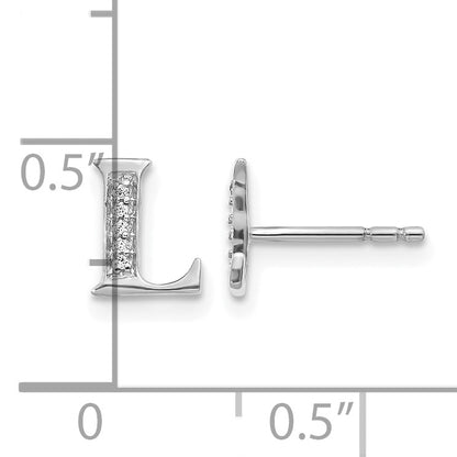 14k White Gold Diamond Initial L Post Earrings