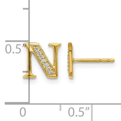 14k Diamond Initial N Post Earrings
