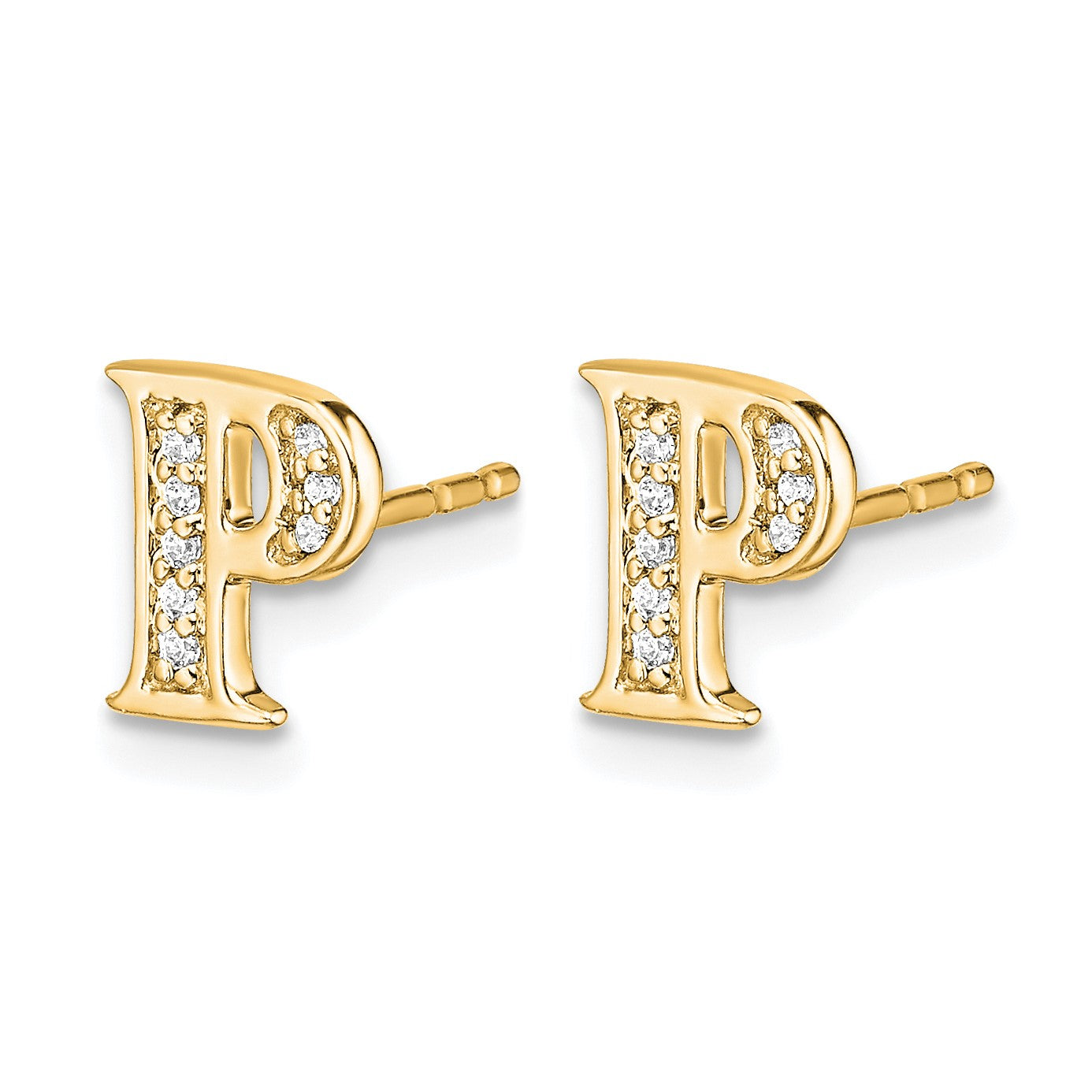 14k Diamond Initial P Post Earrings