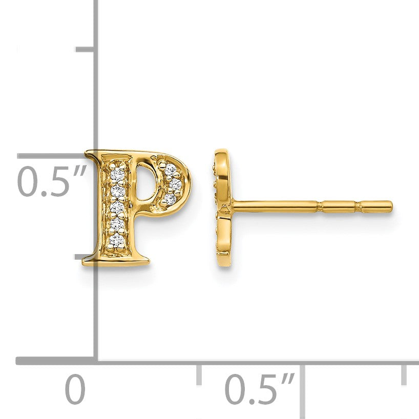 14k Diamond Initial P Post Earrings
