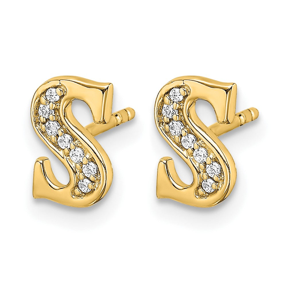 14k Diamond Initial S Post Earrings