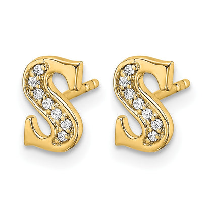 14k Diamond Initial S Post Earrings