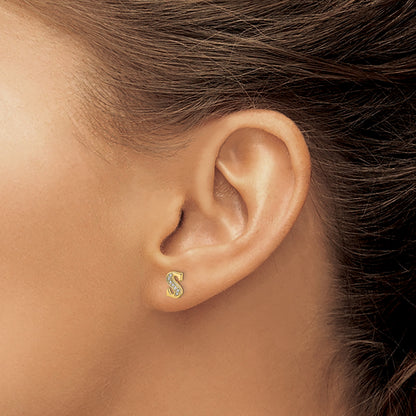 14k Diamond Initial S Post Earrings