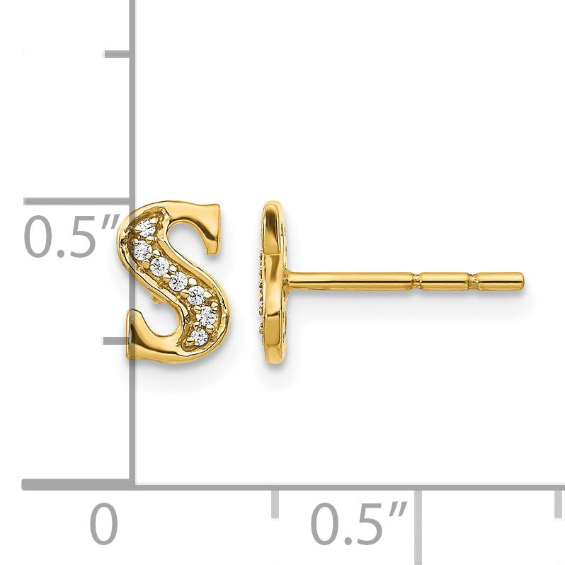 14k Diamond Initial S Post Earrings