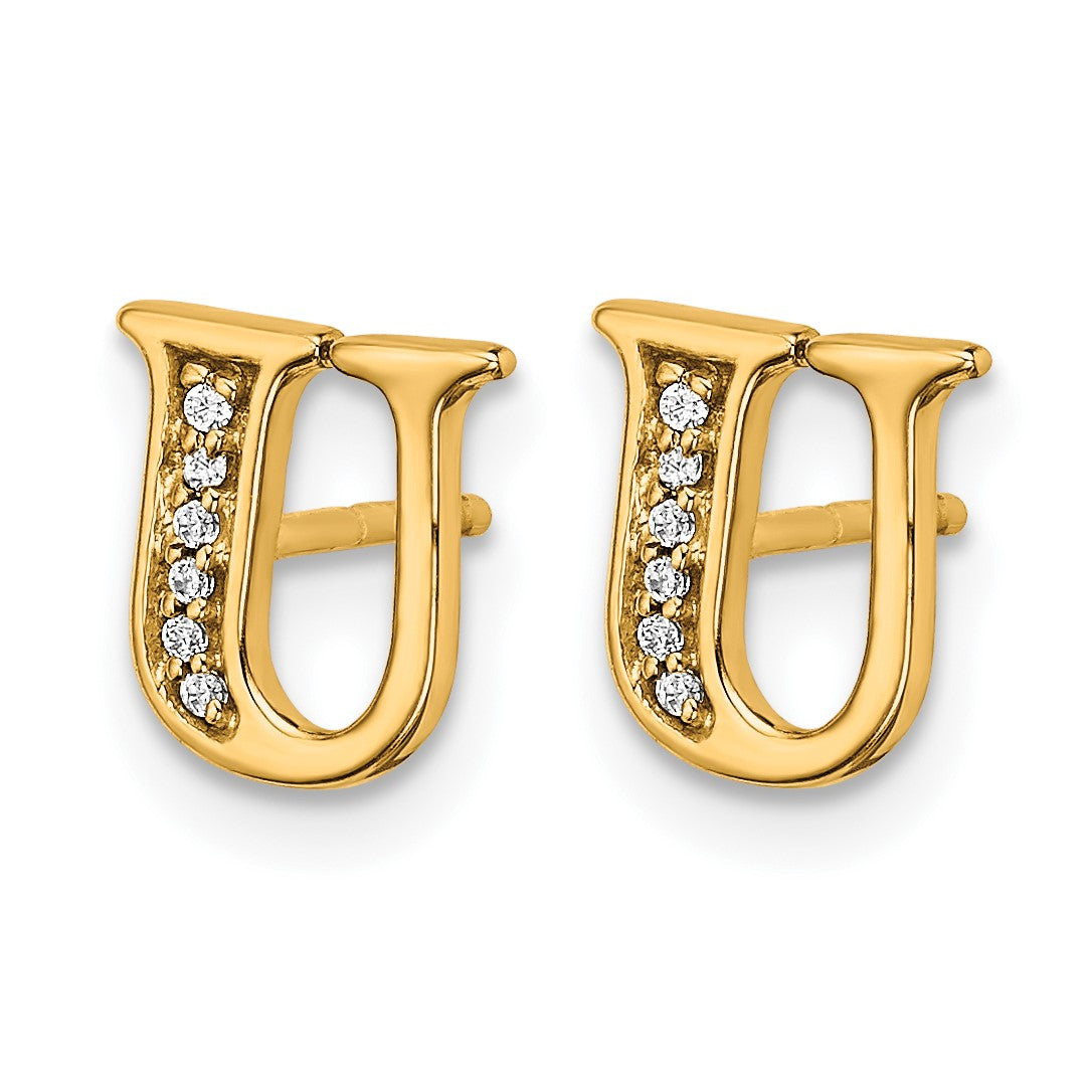 14k Diamond Initial U Post Earrings