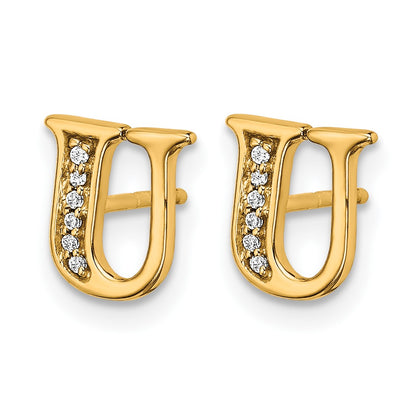 14k Diamond Initial U Post Earrings