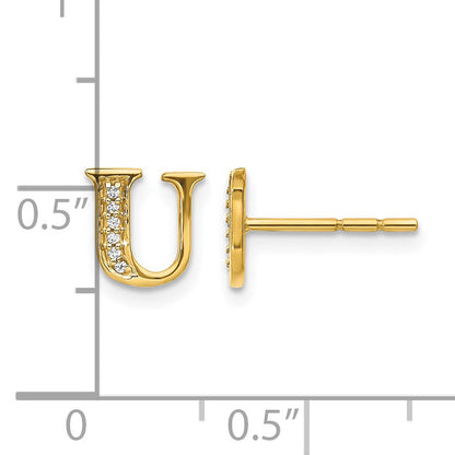 14k Diamond Initial U Post Earrings