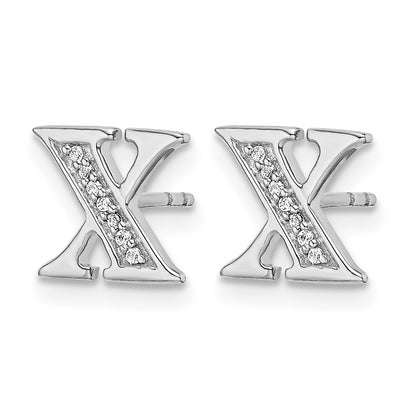 14k White Gold Diamond Initial X Post Earrings