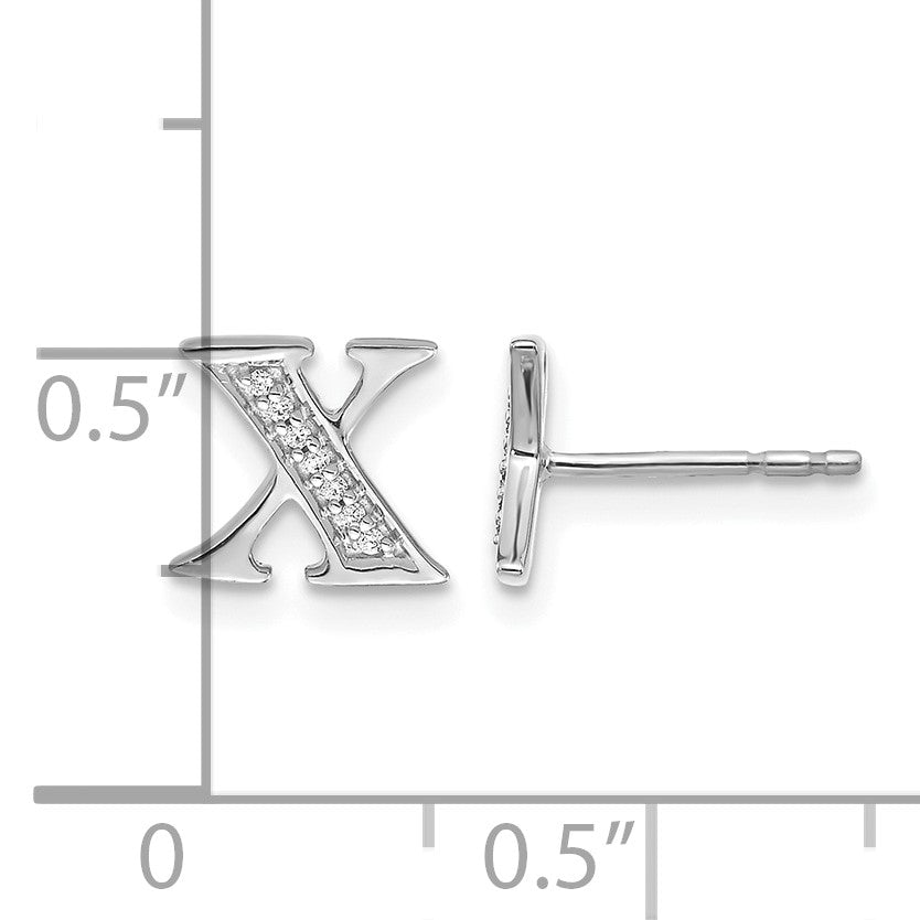 14k White Gold Diamond Initial X Post Earrings