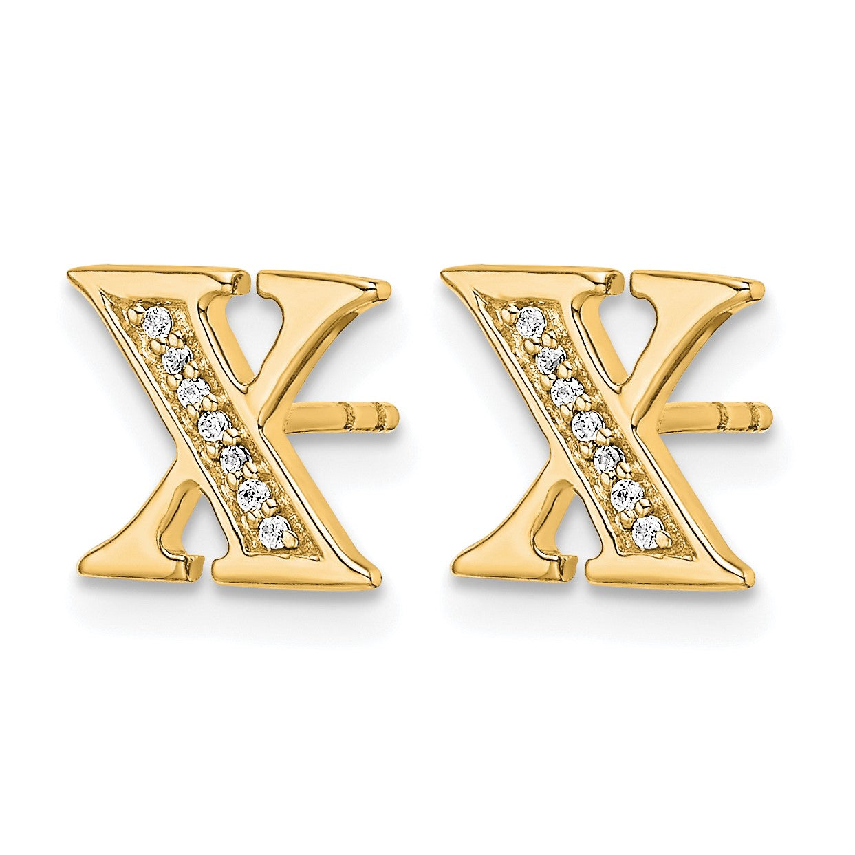14k Diamond Initial X Post Earrings