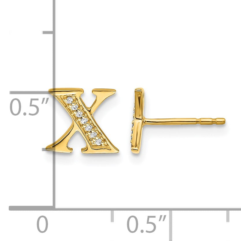 14k Diamond Initial X Post Earrings
