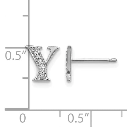 14k White Gold Diamond Initial Y Post Earrings