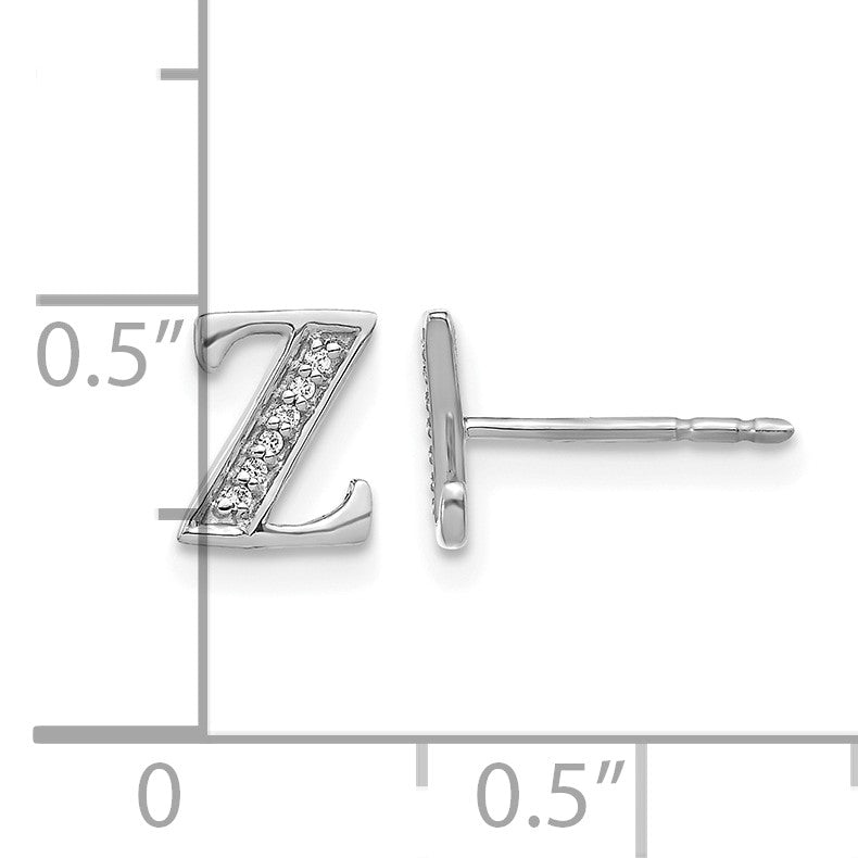 14k White Gold Diamond Initial Z Post Earrings