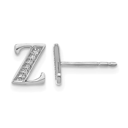 14k White Gold Diamond Initial Z Post Earrings
