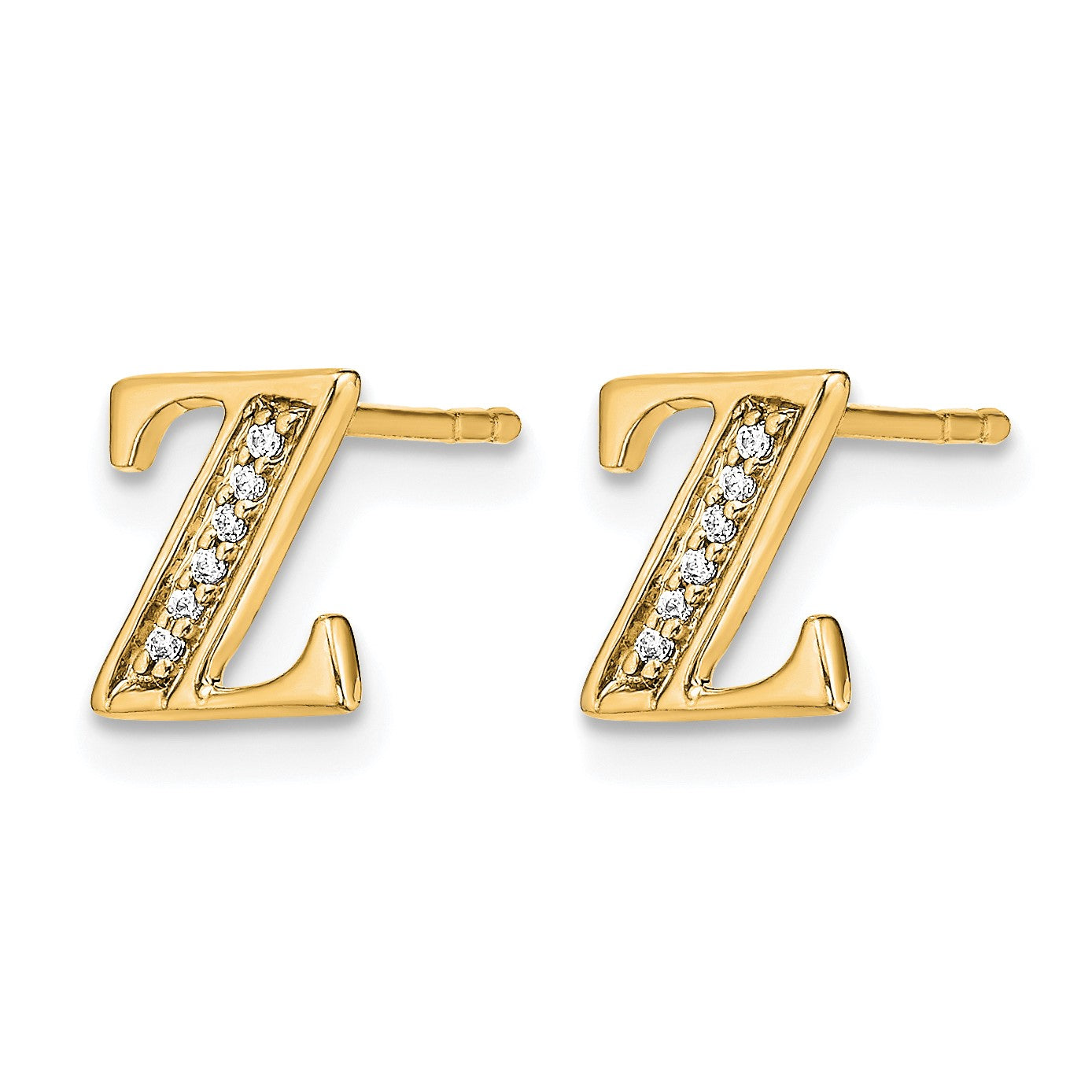 14k Diamond Initial Z Post Earrings