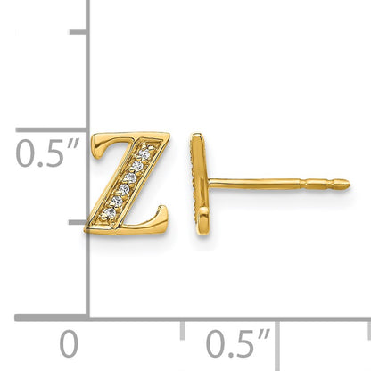 14k Diamond Initial Z Post Earrings