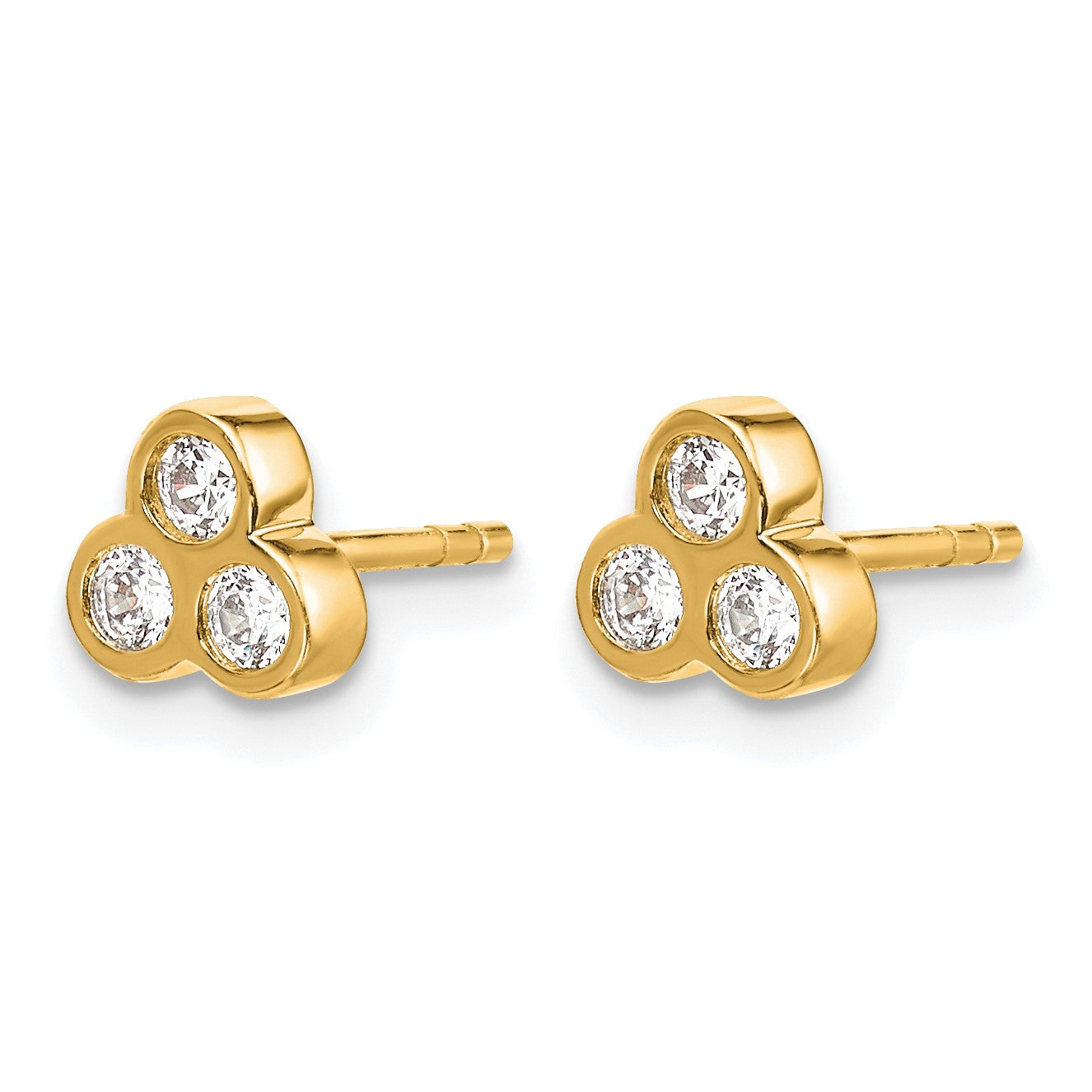 14k 1/4 carat Diamond 3-stone Bezel Earrings