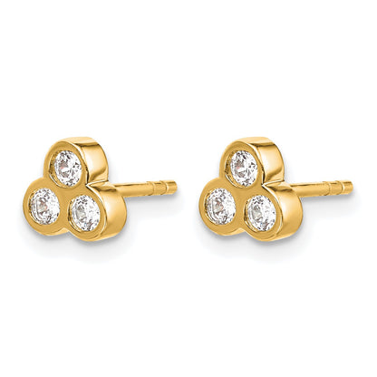 14k 1/4 carat Diamond 3-stone Bezel Earrings