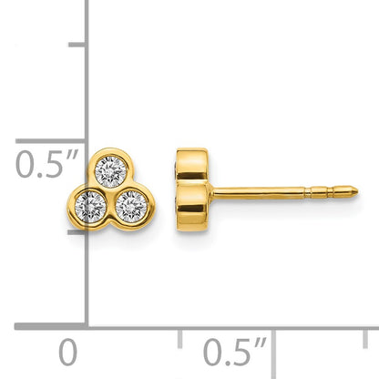 14k 1/4 carat Diamond 3-stone Bezel Earrings