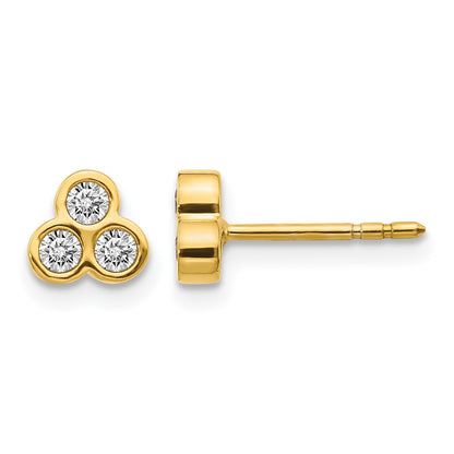 14k 1/4 carat Diamond 3-stone Bezel Earrings