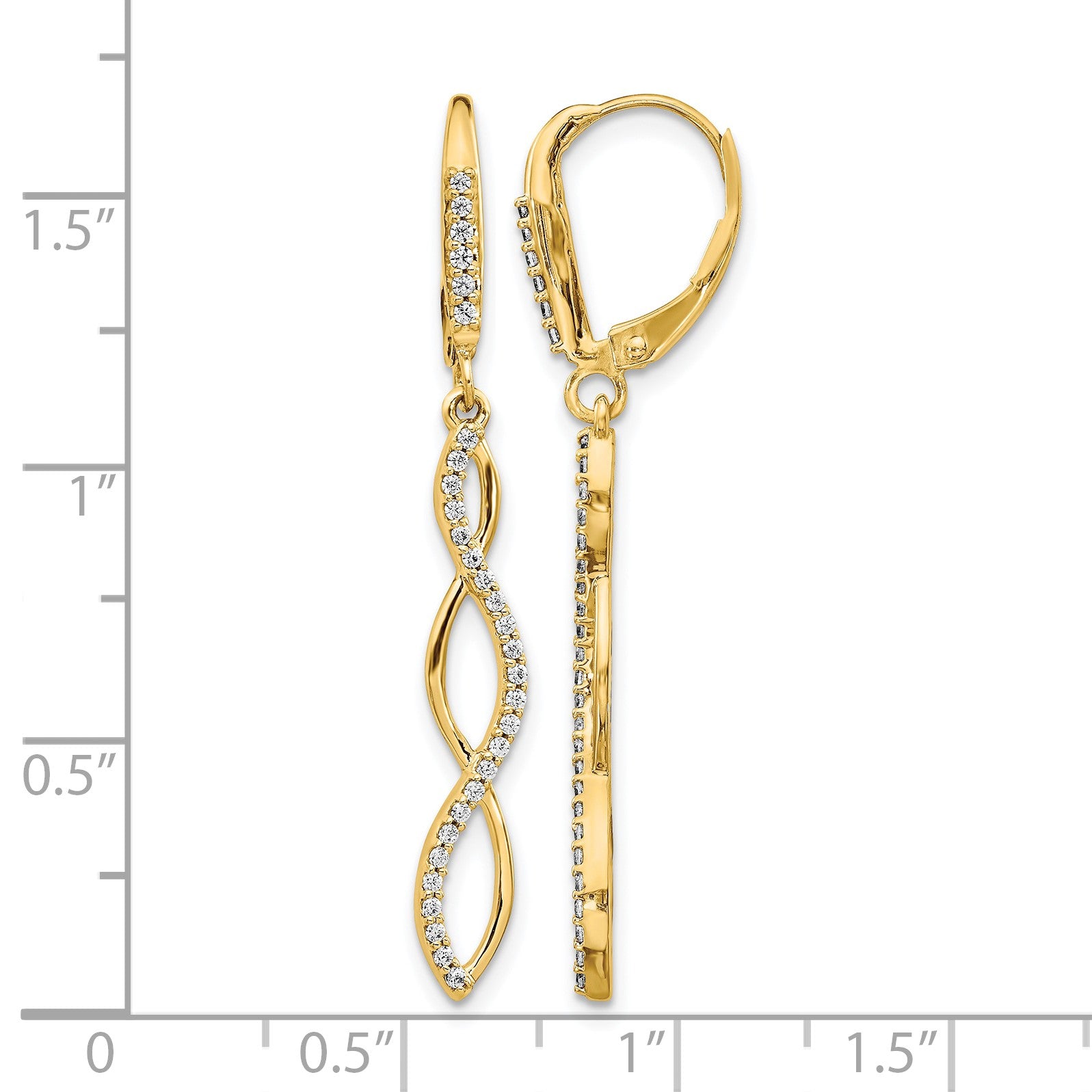 14k 1/3 carat Diamond Twisted Dangle Leverback Earrings