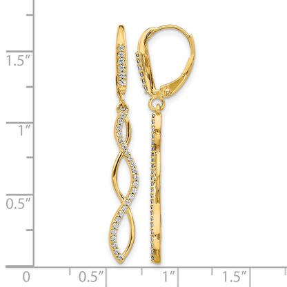 14k 1/3 carat Diamond Twisted Dangle Leverback Earrings
