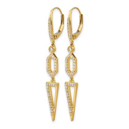 14k 1/2 carat Diamond Triangle Dangle Leverback Earrings