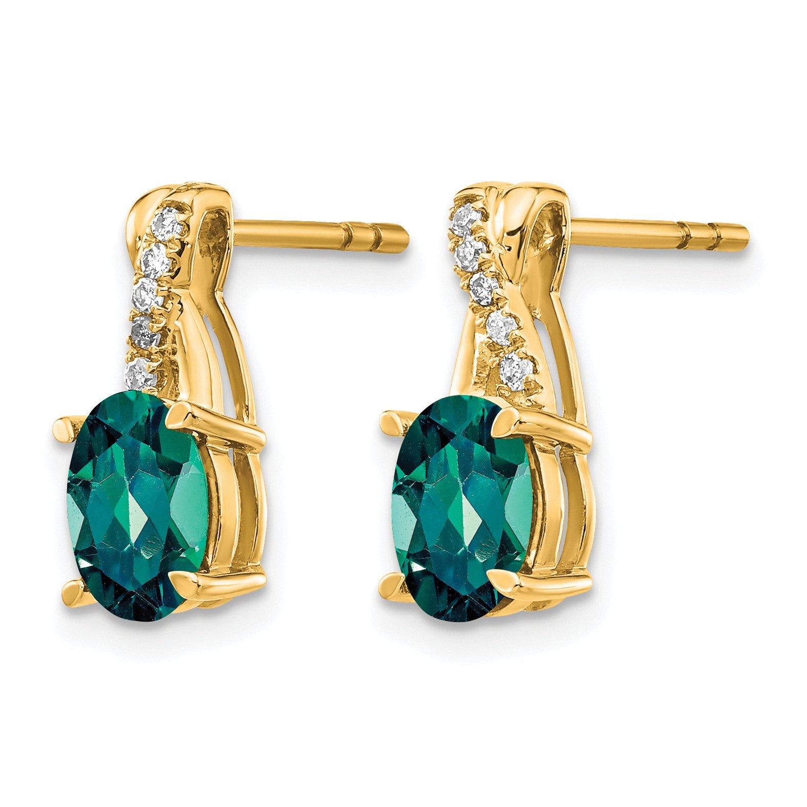 14k 7x5 Oval June/Lab Created Alexandrite and Diamond Post Earrings