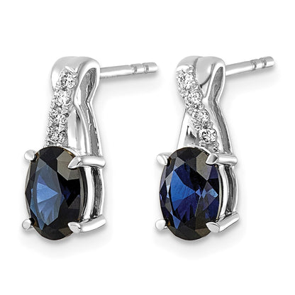 14k White Gold Lab Created Blue Sapphire & Lab Grown Diamond VS/SI+ G+ September Birthstone Complete Earrings
