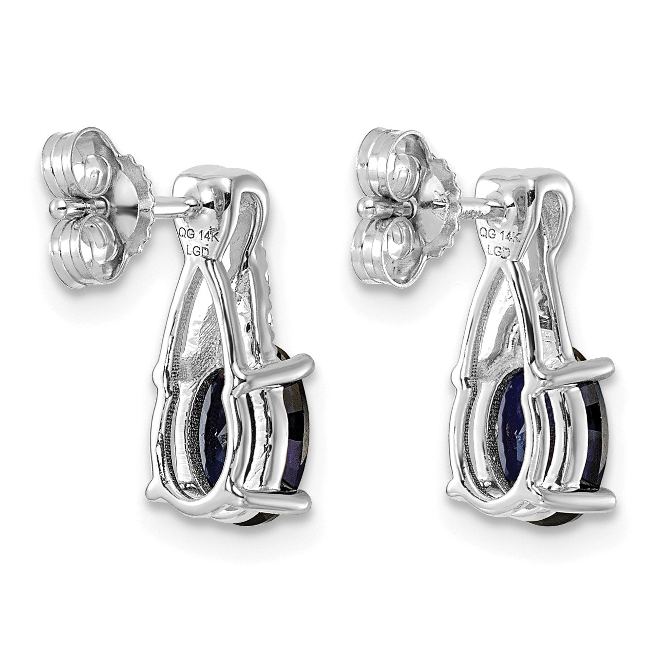 14k White Gold Lab Created Blue Sapphire & Lab Grown Diamond VS/SI+ G+ September Birthstone Complete Earrings