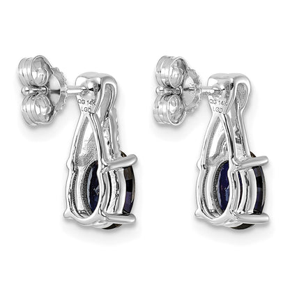 14k White Gold Lab Created Blue Sapphire & Lab Grown Diamond VS/SI+ G+ September Birthstone Complete Earrings