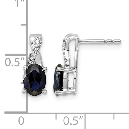 14k White Gold Lab Created Blue Sapphire & Lab Grown Diamond VS/SI+ G+ September Birthstone Complete Earrings