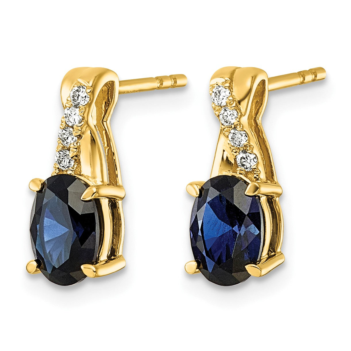 14k Lab Created Blue Sapphire & Lab Grown Diamond VS/SI+ G+ September Birthstone Complete Earrings