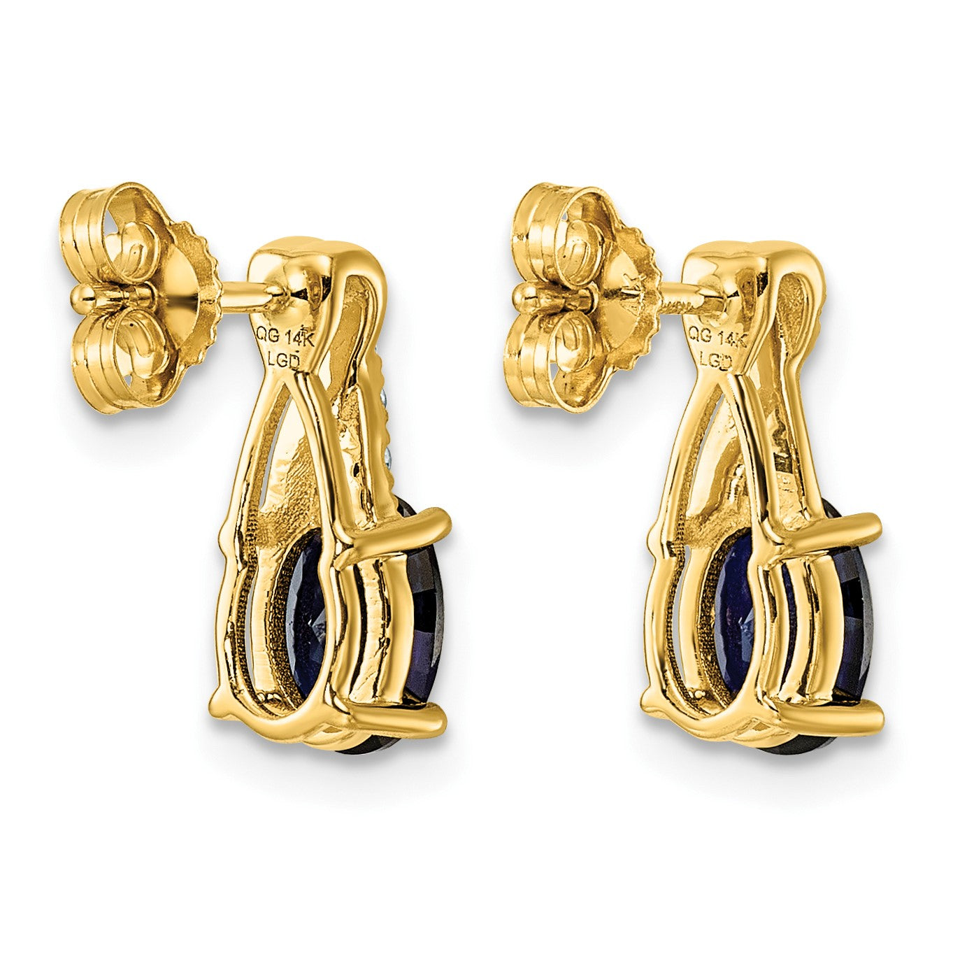 14k Lab Created Blue Sapphire & Lab Grown Diamond VS/SI+ G+ September Birthstone Complete Earrings