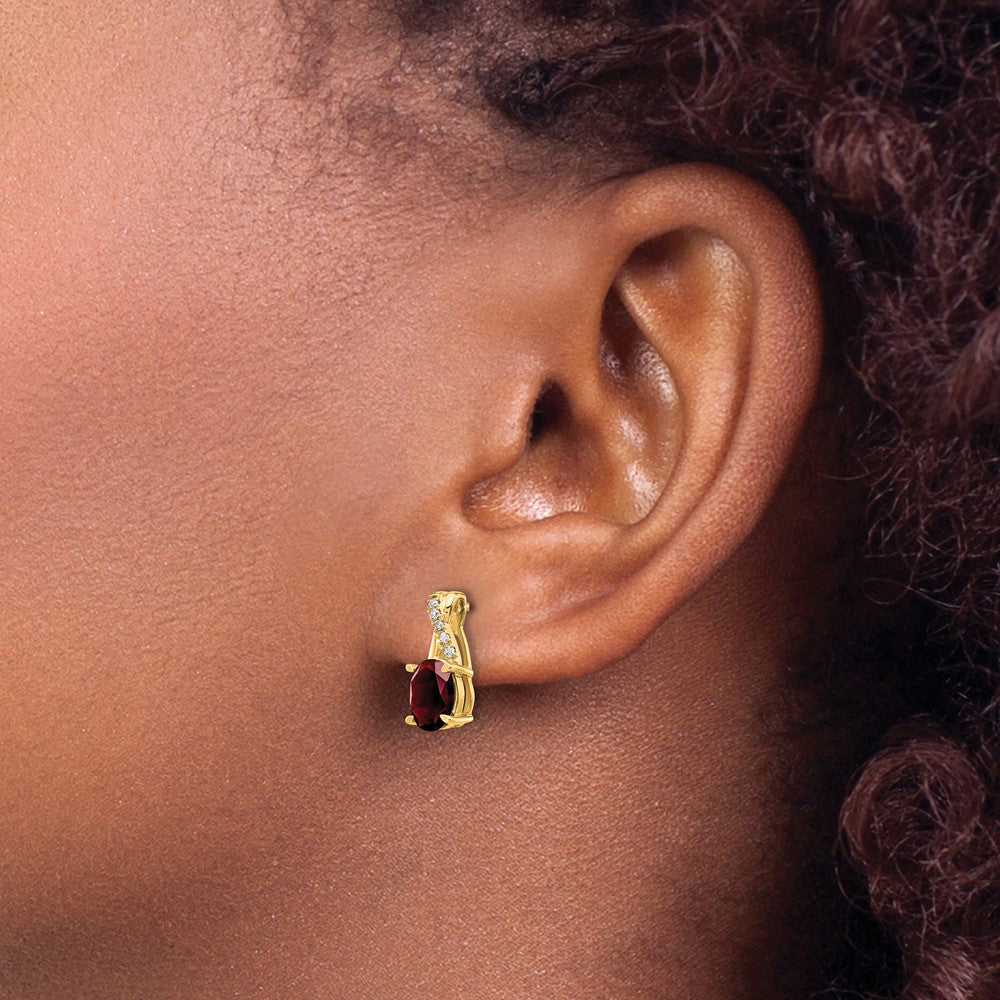 14KY Garnet and Diamond Earrings