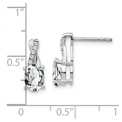 14K White Gold White Topaz and Diamond Earrings