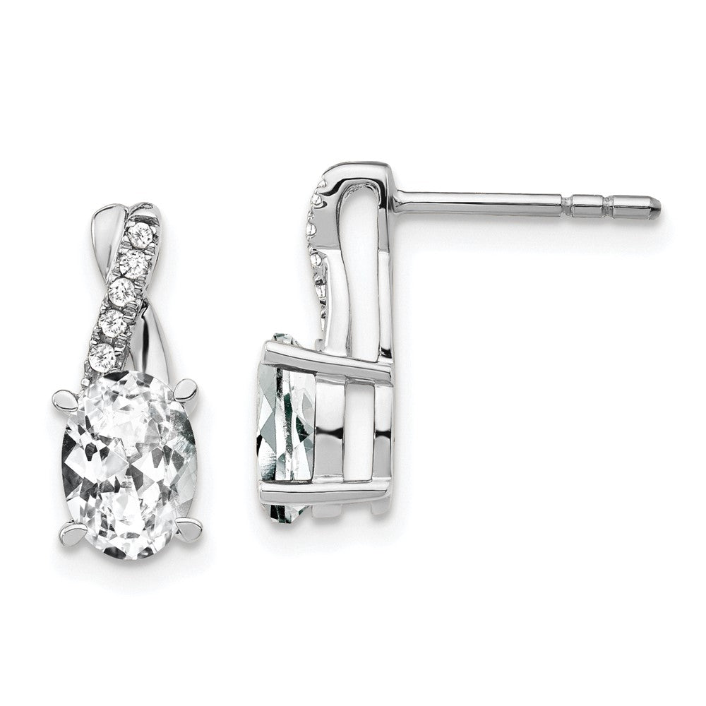 14K White Gold White Topaz and Diamond Earrings