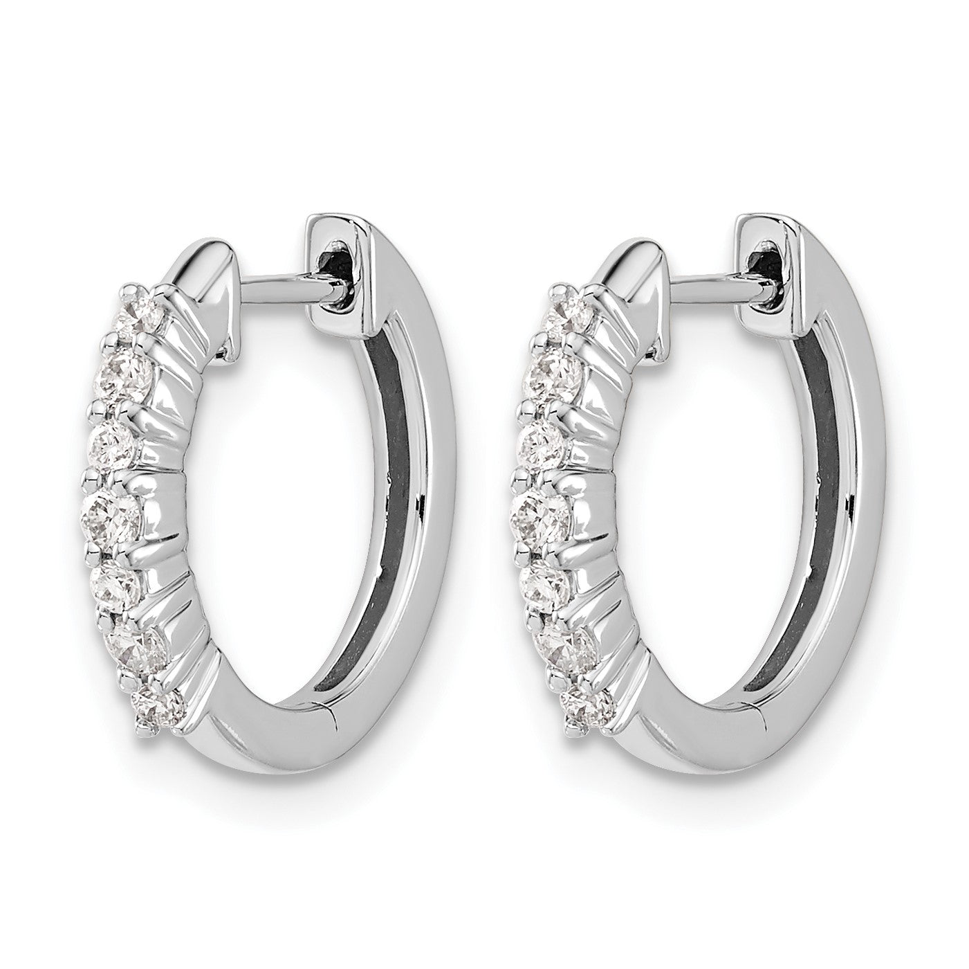 14k White Gold 1/4 carat Diamond Hinged Hoop Earrings