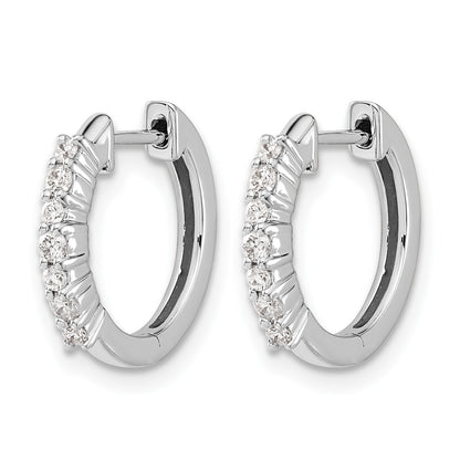 14k White Gold 1/4 carat Diamond Hinged Hoop Earrings