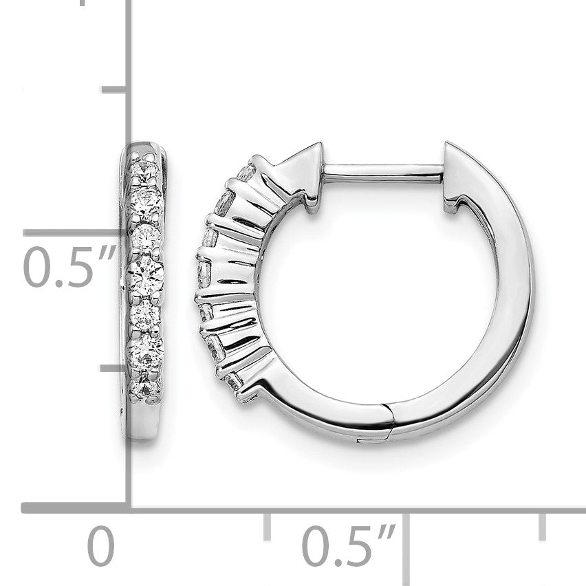 14k White Gold 1/4 carat Diamond Hinged Hoop Earrings