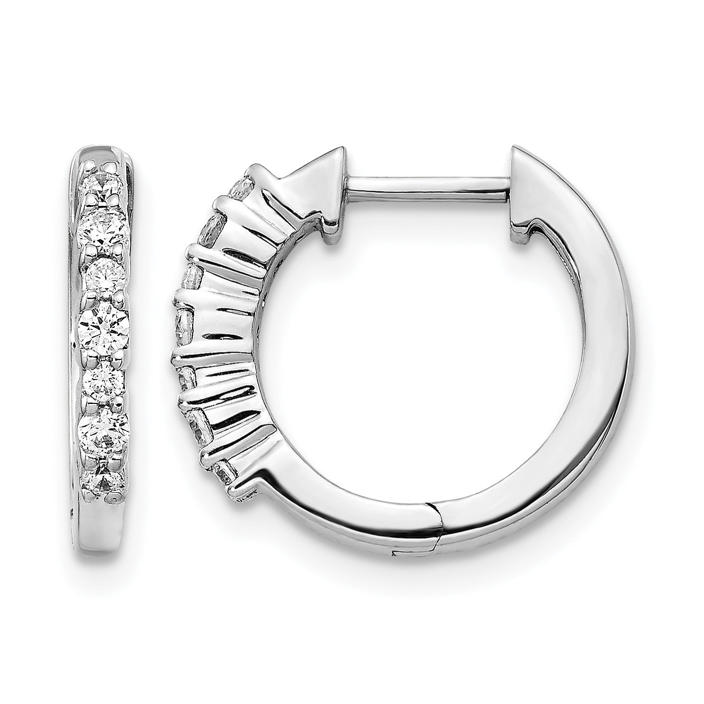 14k White Gold 1/4 carat Diamond Hinged Hoop Earrings