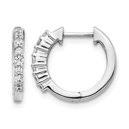 14k White Gold 1/4 carat Diamond Hinged Hoop Earrings