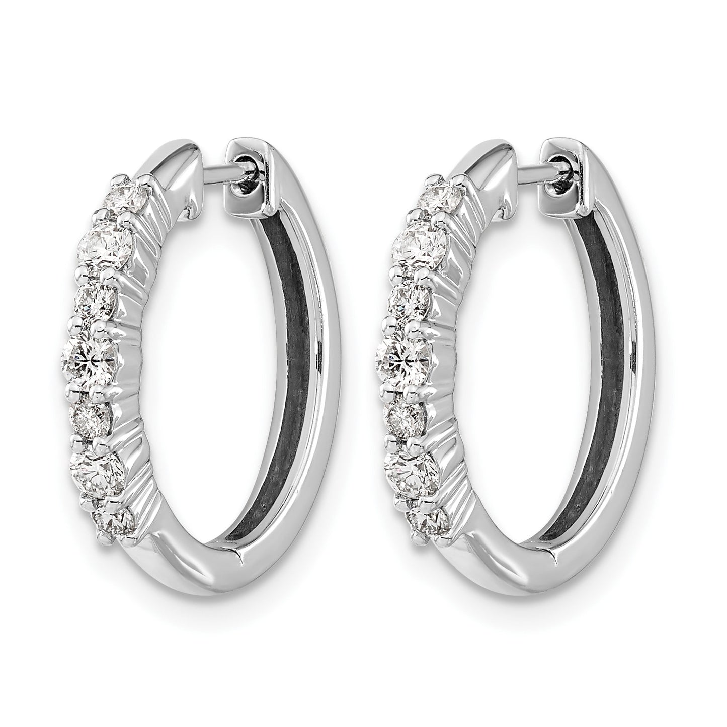 14k White Gold 1/2 carat Diamond Hinged Hoop Earrings