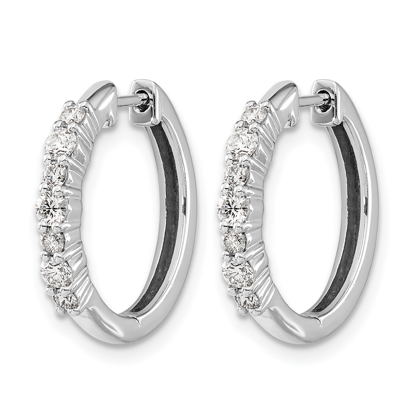 14k White Gold 1/2 carat Diamond Hinged Hoop Earrings