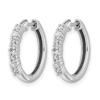 14k White Gold 1/2 carat Diamond Hinged Hoop Earrings
