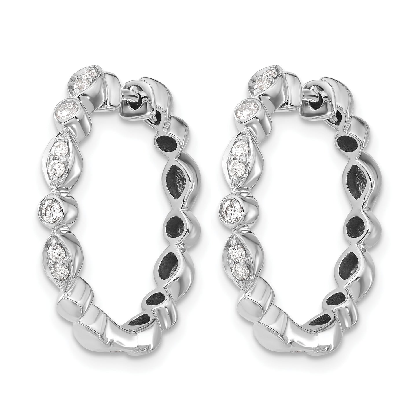 14k White Gold 1/4 carat Diamond Hinged Hoop Earrings