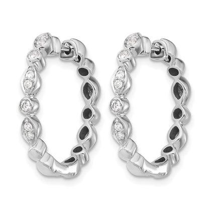 14k White Gold 1/4 carat Diamond Hinged Hoop Earrings