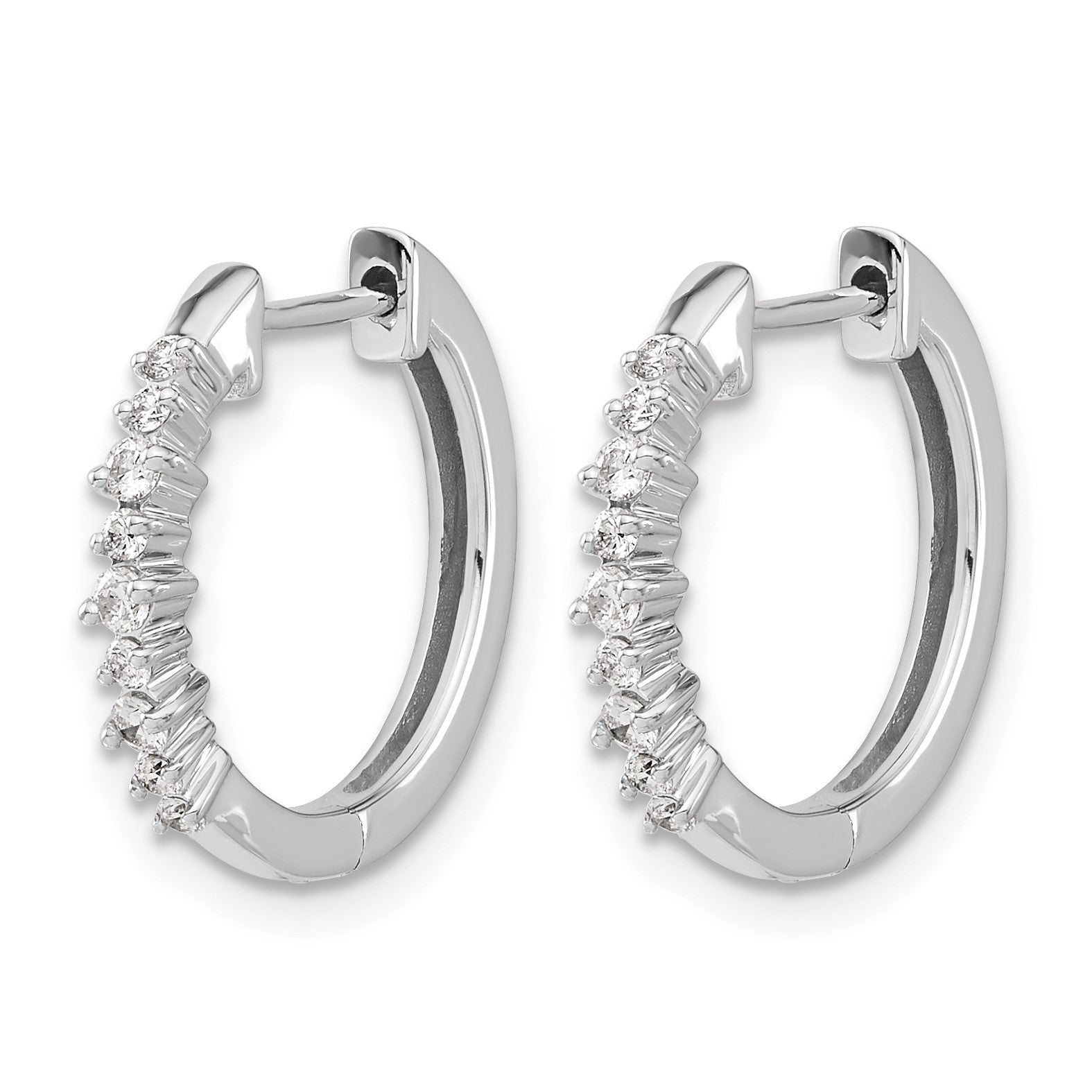 14k White Gold 1/4 carat Diamond Hinged Hoop Earrings