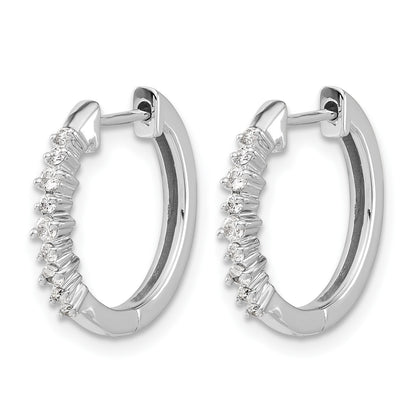 14k White Gold 1/4 carat Diamond Hinged Hoop Earrings